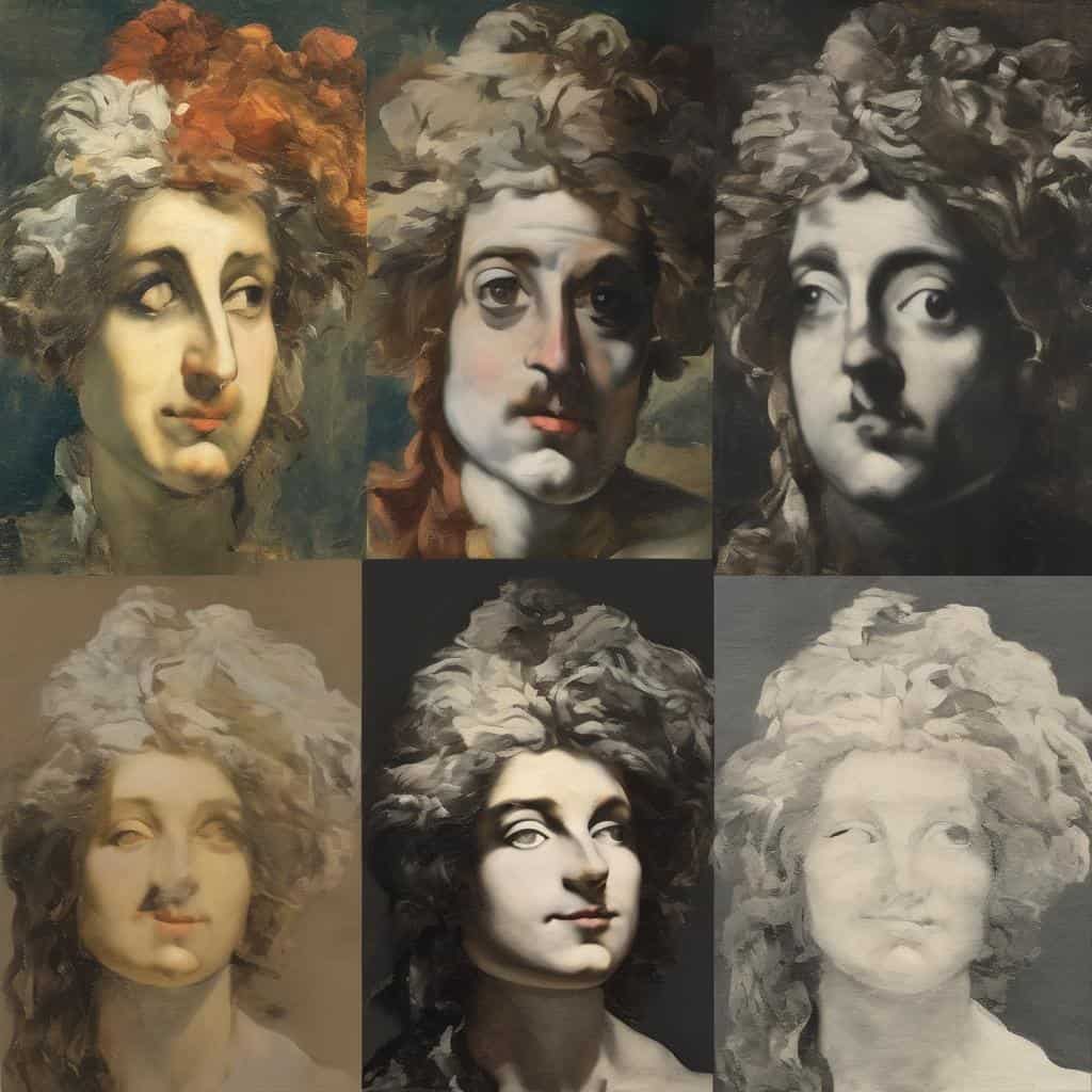 Χαρακτηριστικά έργα τέχνης με δημιουργούς, αναδεικνύοντας την εξέλιξη της τέχνης μέσα από ποικίλα στυλ και τεχνικές, εστιάζοντας στον πολιτισμό, την ιστορία και την καλλιτεχνική έκφραση.